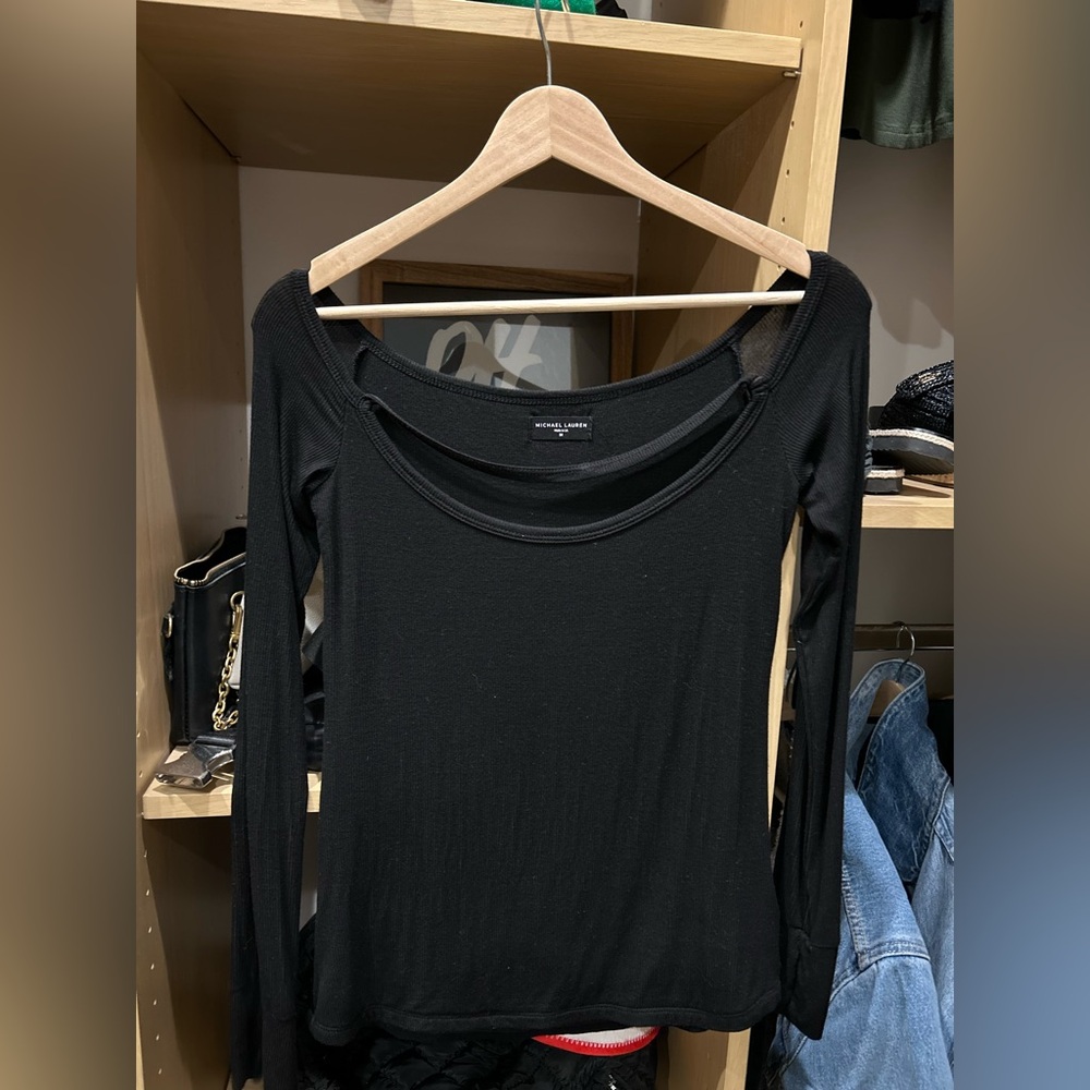 Michael Lauren Elegant Black Long Sleeve Top